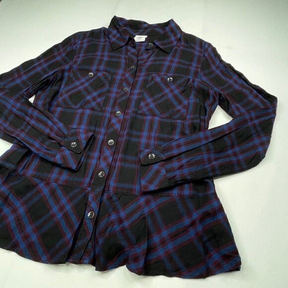 Cabi Moody Checkered Plaid Peplum Blouse Top - Picture 5 of 8